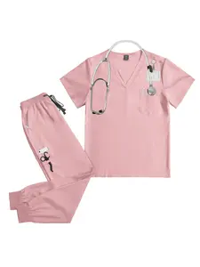 Men's Pharmacist Hospital Pet Store Laboratory Work Clothes Doctor Nurse Uniforms Workwear Matte Set Top+Pants Multi Color Nursing Clothes