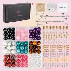 DIY Crystal Beads Jewelry Making Kit with 81 Gemstone Beads, 400 Spacer Beads, 5 Pendants & Tools for Bracelet Necklace Handmade Craft