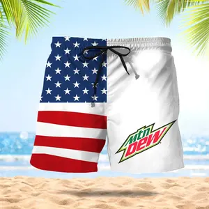 Mountain Dew American Flag Swim Trunks - Summer Collection, Beer Lover Summer Hawaiian Shorts, Summer Beach Swim Trunks, Lightweight Vacation Outfit, Summer Streetwear Menswear, Hawaiian shorts