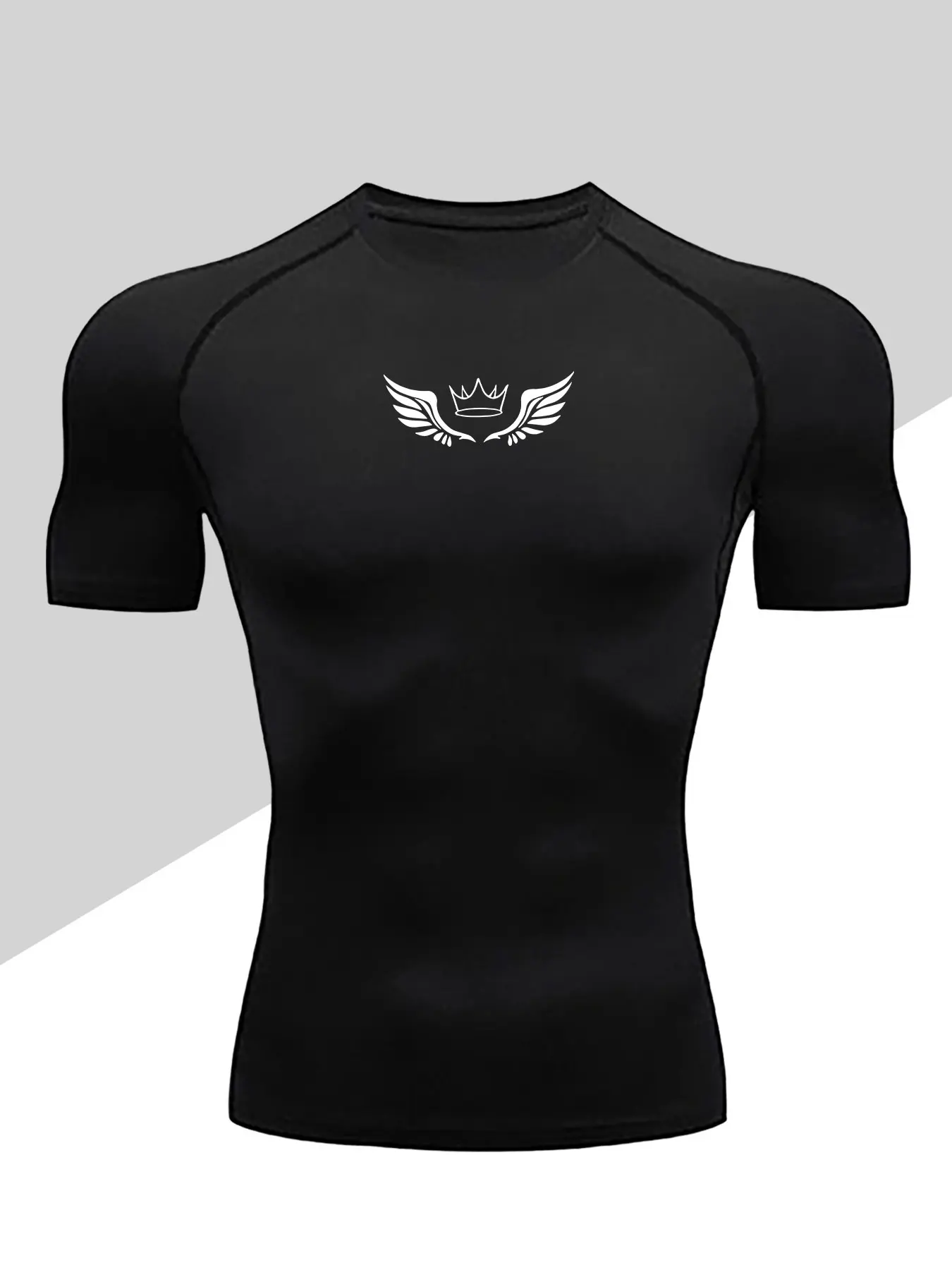 Men's Dragon Print Compression T-Shirt, Quick-Dry Breathable Stretch Fabric, Tight-Fitting Short Sleeve Top for Fitness and Outdoor Activities