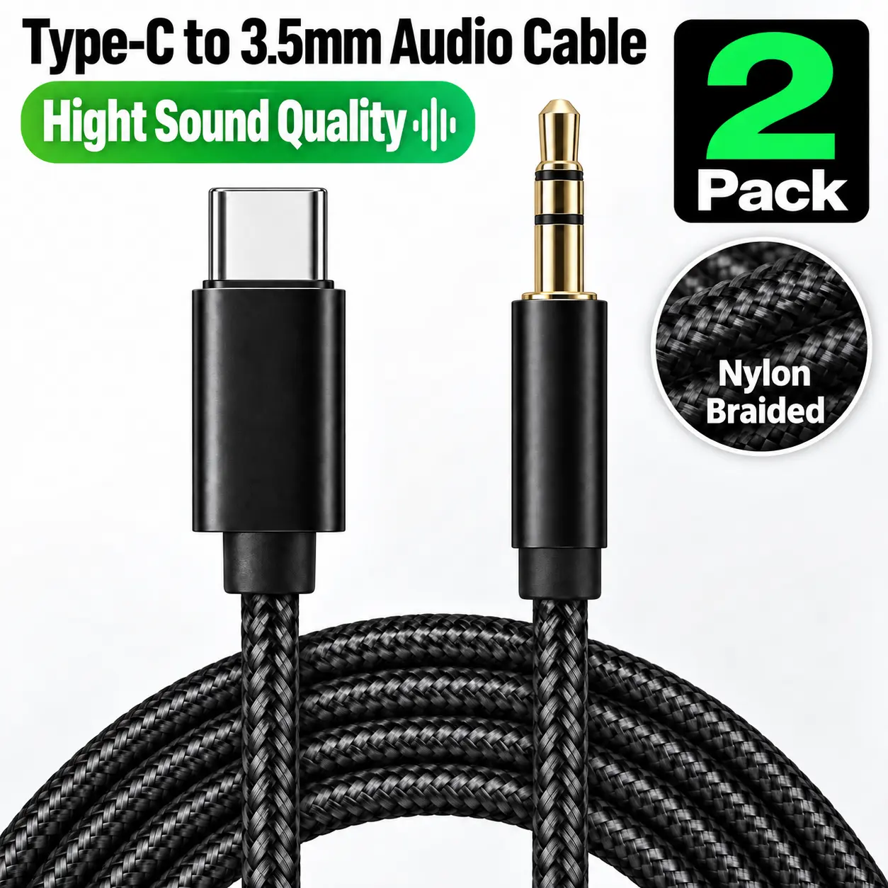 2 Pack USB-C to 3.5mm Audio Cable, Type-C to AUX Cord for Car Stereo, Headphones, Speakers, Plug & Play 2 Pack USB-C to 3.5mm Audio Cable, Type-C to AUX Cord for Car Stereo, Headphones, Speakers, Plug & Play
