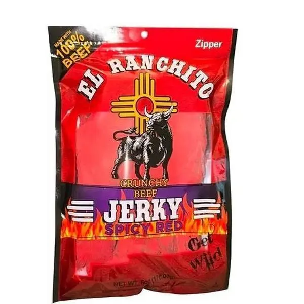 El Ranchito Spicy Red Crunchy Beef Jerky - Full Flavor Dried Beef 2oz, Red Chile Infused, Crunchy Texture, Ideal for Snacks & Meals