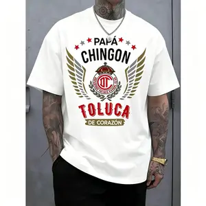 Papa Chingon Deportivo Toluca FC Graphic Graphic Tee - Premium Cotton Men's Soccer T-Shirt, Casual Summer Streetwear Top, Perfect Father's Day Gift for Soccer Dads, Oversized Sportswear Shirt