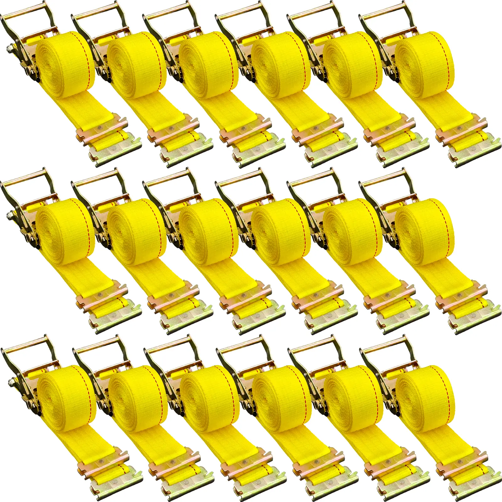 【summerfinds】VEVOR E Track Ratchet Strap, 18PCS 2\" x 15\' E-Track Straps 4400 LBS Breaking Strength, with Polyester Webbing & Spring Fitting & Ratchets, Durable Tie-Downs for Motorcycles, Tire, Trailer Loads, Cargo Trailer Straps, Heavy Duty