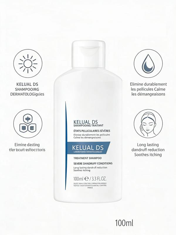 KELUAL DS Anti-Dandruff Shampoo, Treatment Shampoo for Severe Dandruff, Long-Lasting Relief, 3.3 Fl Oz