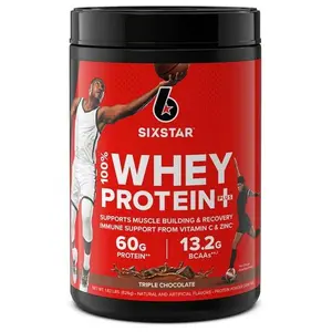 Six Star Pro Nutrition 100% Whey Protein Powder Plus, 30g Protein, Triple Chocolate, 1.81 lbs
