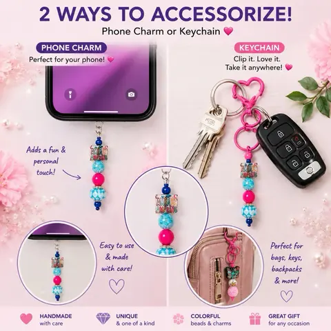 Handmade Beaded Keychain or Phone Charm | Custom Accessory