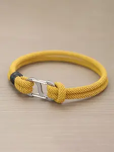 Men's Casual Rope Bracelet Adjustable Cuff with Detachable Stainless Steel Climbing Buckle, Outdoor Sports Wrist Accessory for Men, Fashion Accessories for Daily Wear