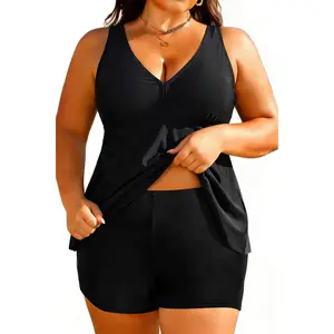 Aqua Eve Plus Size Swimsuits with Shorts Two Piece Tankini for Women Flowy Bathing Suits Athletic Swimwear  SwimWeek  summervibes