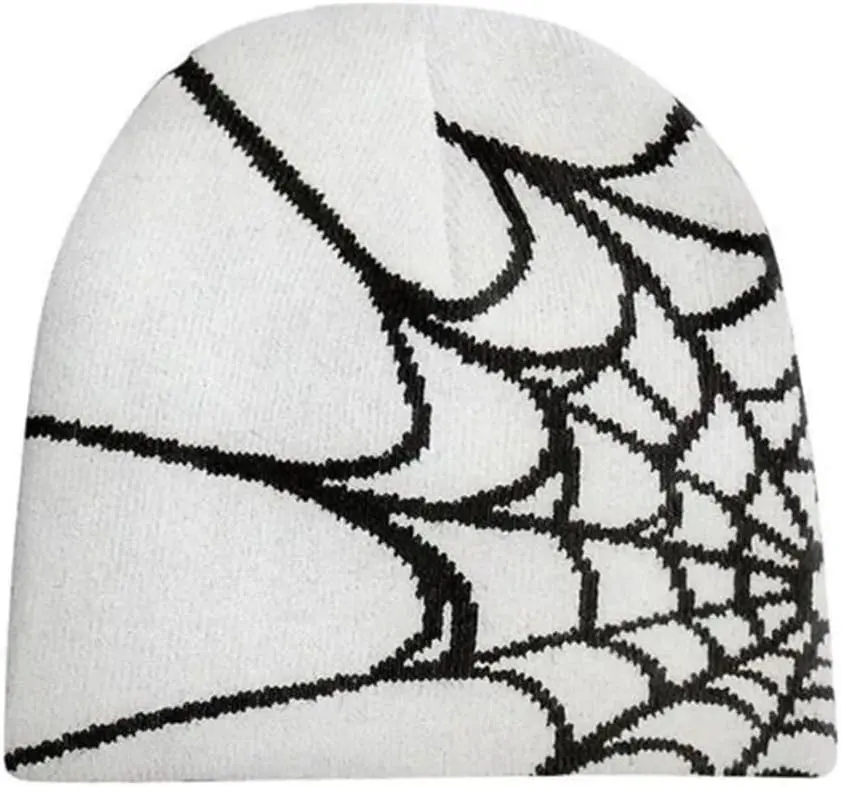 Y2K Beanies Spider Web  Beanie  Knit Skull Cap Winter Streetwear Outdoor Hats for Women Man Teenagers