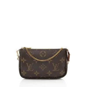 Pre-owned Louis Vuitton Leather Clutches & Wristlets Monogram Canvas Mini Pochette Accessoires
