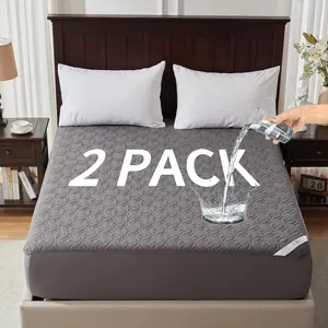 2 Pack  Mattress Protector,  Size Mattress Pad Noiseless with Deep Pocket 6"-18" Depth, Soft Breathable Dirt-Proof Bed Mattress Cover Washable for Home, Bedroom, Hotel (Gray)