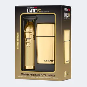 BaBylissPRO LimitedFX Gold Trimmer & Double Foil Shaver 2-in-1 Bundle Prepack - Limited Edition Collection