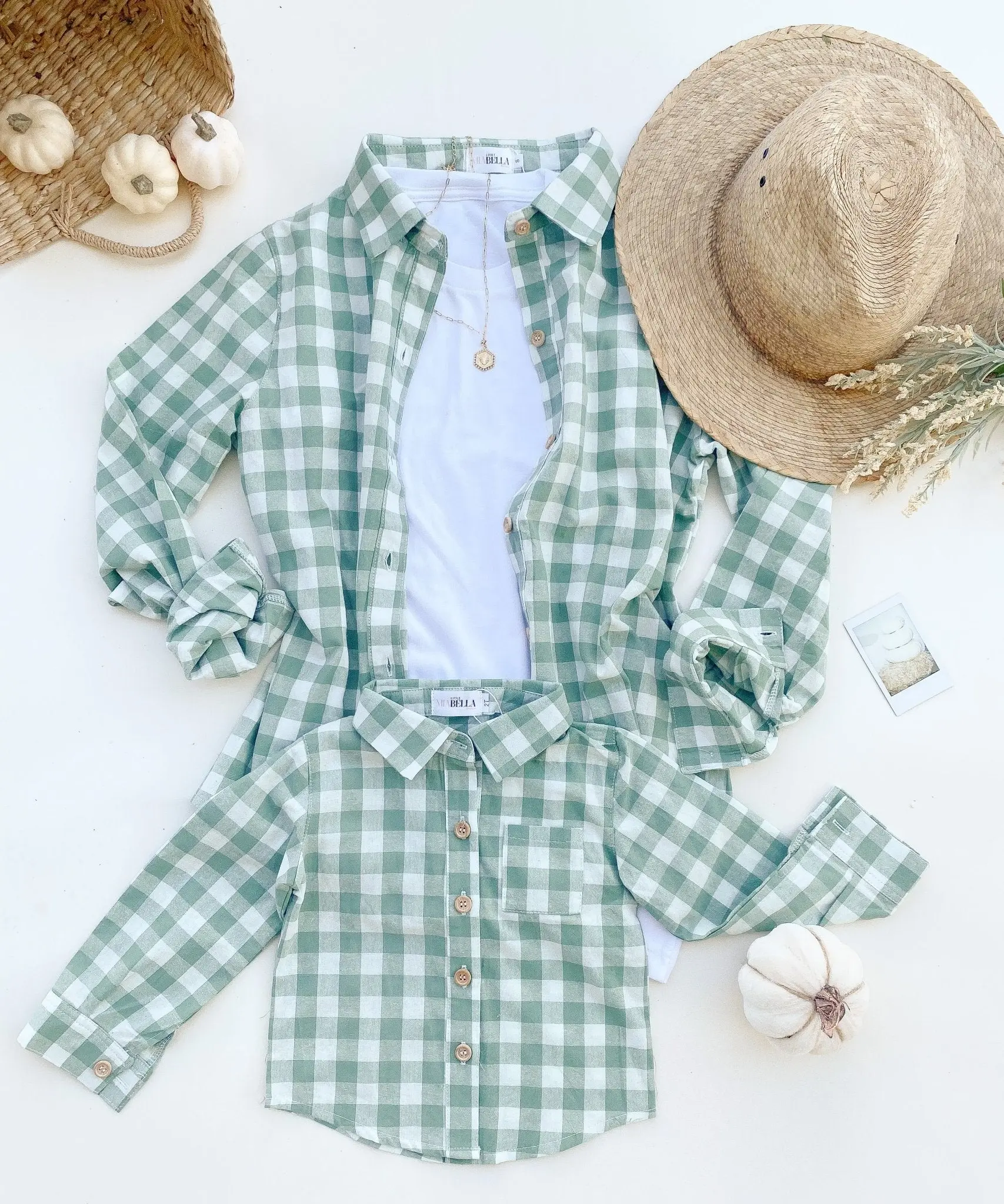 Sage Green Long Sleeve Mommy and Me Flannel