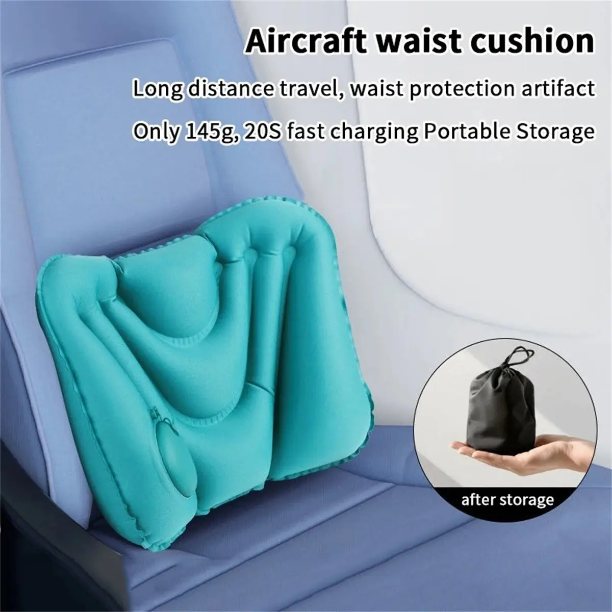 2-Piece Portable Waist Protection Inflatable Lumbar Pillow Inflatable Ultralight Seat Pads Comfortable Soft Cushion for Home Office Car