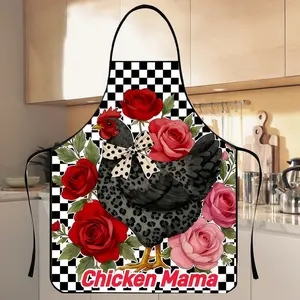 Chicken Mama Print Polyester Apron, Chicken Pattern Apron, 1 Count Unisex Cooking Apron,Valentine's Day Gift, Christmas Gift, Winter Apron for Women,Nails Design Tool, Nail Tech