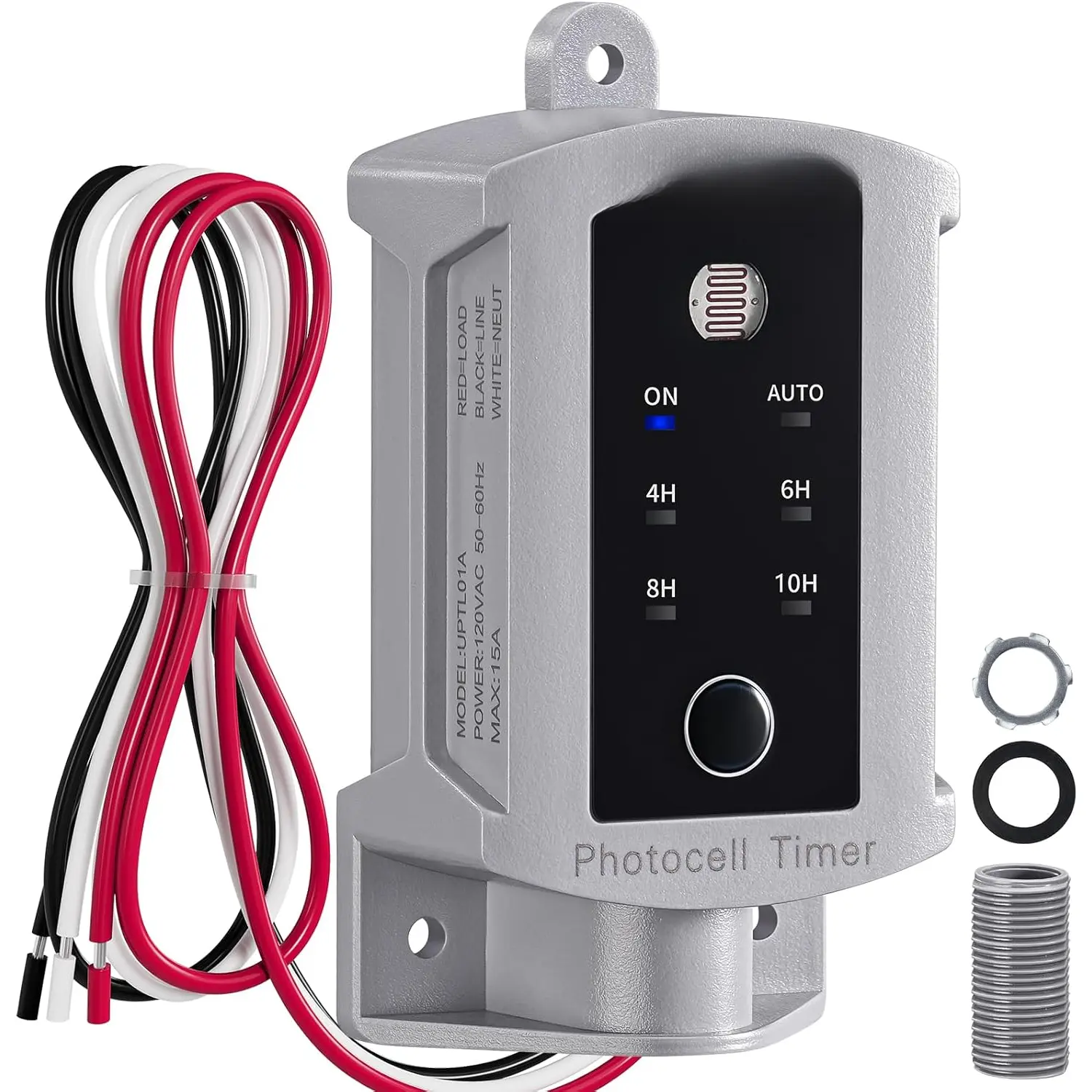 15 AMP Dusk to Dawn Timer for Outdoor Electrical Boxes, 120V Photocell ...