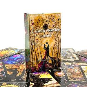 Cosmic Garden Tarot Card Set, 78 vibrant floral astronomical art cards, high-quality paper oracle cards, unique and mysterious design, spiritual guidance, festival party event card game, Tarot Card Decks