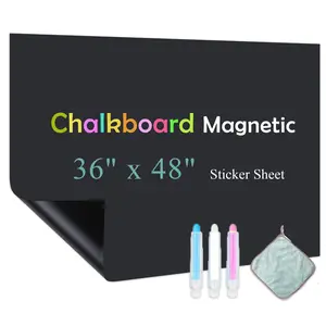 Chalk Board Contact Paper with Adhesive, 36" x 48" Magnetic Chalkboards for Wall, Wallpaper Sheets for Office for School and Kids, Includes Liquid Chalks Markers and Dishcloth and Magnet office whiteboard