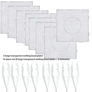 Multi-Piece Large Transparent Melting Bead Board Set, Craft Bean Tools, Precision Tweezers, Ideal for DIY Jewelry Making & Crafting Projects