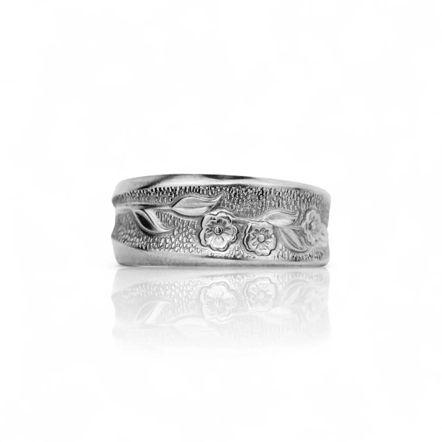Spring Fling - Handcrafted Stainless Steel FloralSpoon Ring