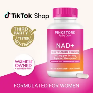 Pink Stork NAD+ 500 mg Nicotinamide Riboside | Skin + Cognitive Support for Women | 1 Month Supply Capsules - Natural Dietary Supplement Menopause Vitamins Fitness