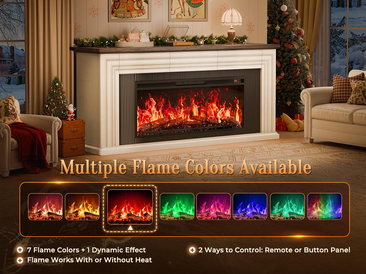 【2 Packages Shipping】PRAISUN 70'' Fireplace TV Stand with 42'' Electric Fireplace, Farmhouse TV Stand for 65 75 Inch TV, Entertainment Center TV Console with 3 Drawers, Fluted Design, for Living Room