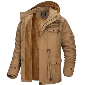 MAGCOMSEN Men's Winter Coat Jacket Fleece Lined Parka Cotton Cargo Jacket Menswear Tops Long Sleeve Warm Thermal Hoodie