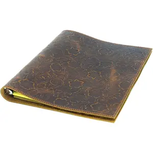Leather Binder  by , 3 Ring Binder, 1" Round Rings, Organizer Planner for A4 8.5" x 11" Notepad Notebook Documents