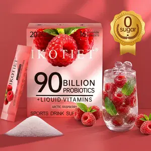 IKOTIET Hydrating Energy Powder - Arctic Raspberry Flavor - Hydrating Powder | Electrolyte Powder Drink | Convenient Single Serving Pack | 8 Vitamins and Nutrients | 1 Pack (20 Servings) - 90 Billion Probiotics, Prebiotics, Sugar-Free