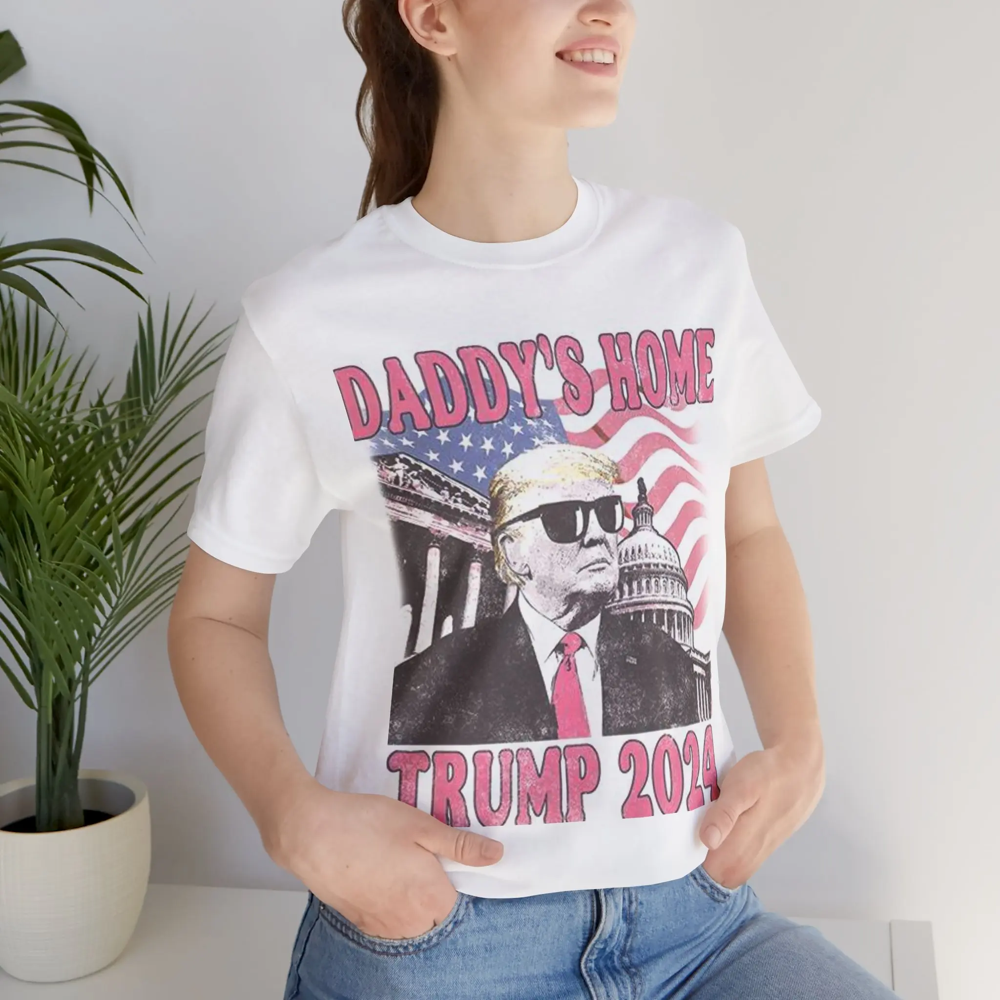 Daddy's Home Trump 2024, Casual Wear, Election Day Apparel, Gift for Supporters, Political Humor Shirt