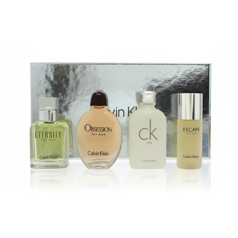 Calvin Klein 4-Piece Miniature Gift Set for Men 0.5oz each | Eternity + Obsession + CK One + Escape | Travel-Size EDT Collection