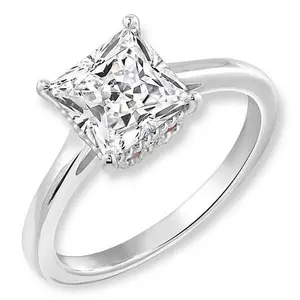 Radiance by Absolute™ 3.20ctw Square and Pavé Gallery Solitaire Ring