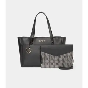 BEBE TANYA TOTE W/ LOGO POUCH (BLACK)