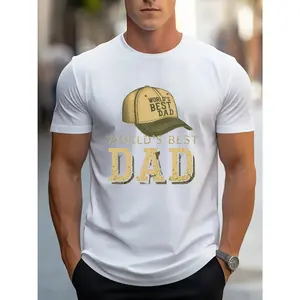 Men's Comfortable Cotton T-Shirt with Round Neck, Short Sleeves, Breathable, Letter Print, Urban Fashion for Spring and Summer, Men's Clothing