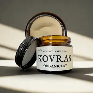 Organiclay by Kovras - High Hold, Matte Finish, 100% All-Natural 6-Ingredient Hair & Scalp Healthy Styling Clay for Men and Women.