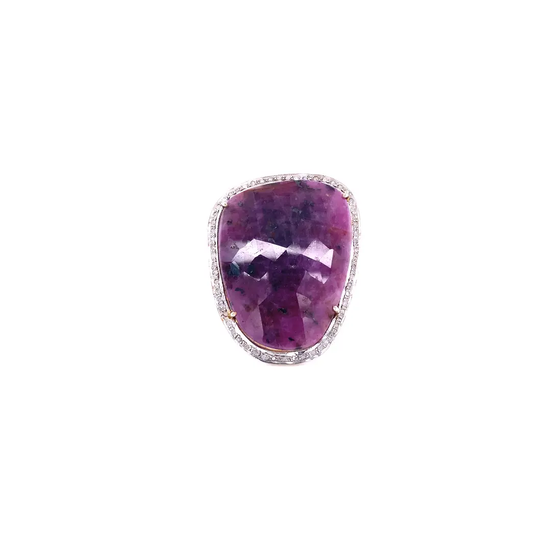 Sapphire & Diamond Slice Gold Ring
