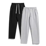 Men's 2-Piece Solid Essential Sweatpants Set - Minimalist Loose-Fit Athleisure Style Top & Bottoms for Gym Workouts, Autumn Winter Loungewear, Workout Gym Pants