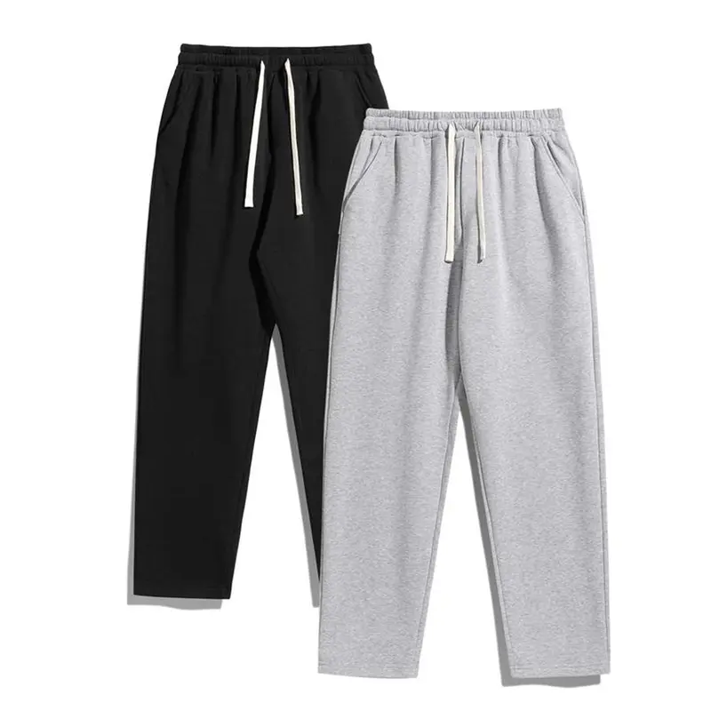 Men's 2-Piece Solid Essential Sweatpants Set - Minimalist Loose-Fit Athleisure Style Top & Bottoms for Gym Workouts, Autumn Winter Loungewear, Workout Gym Pants