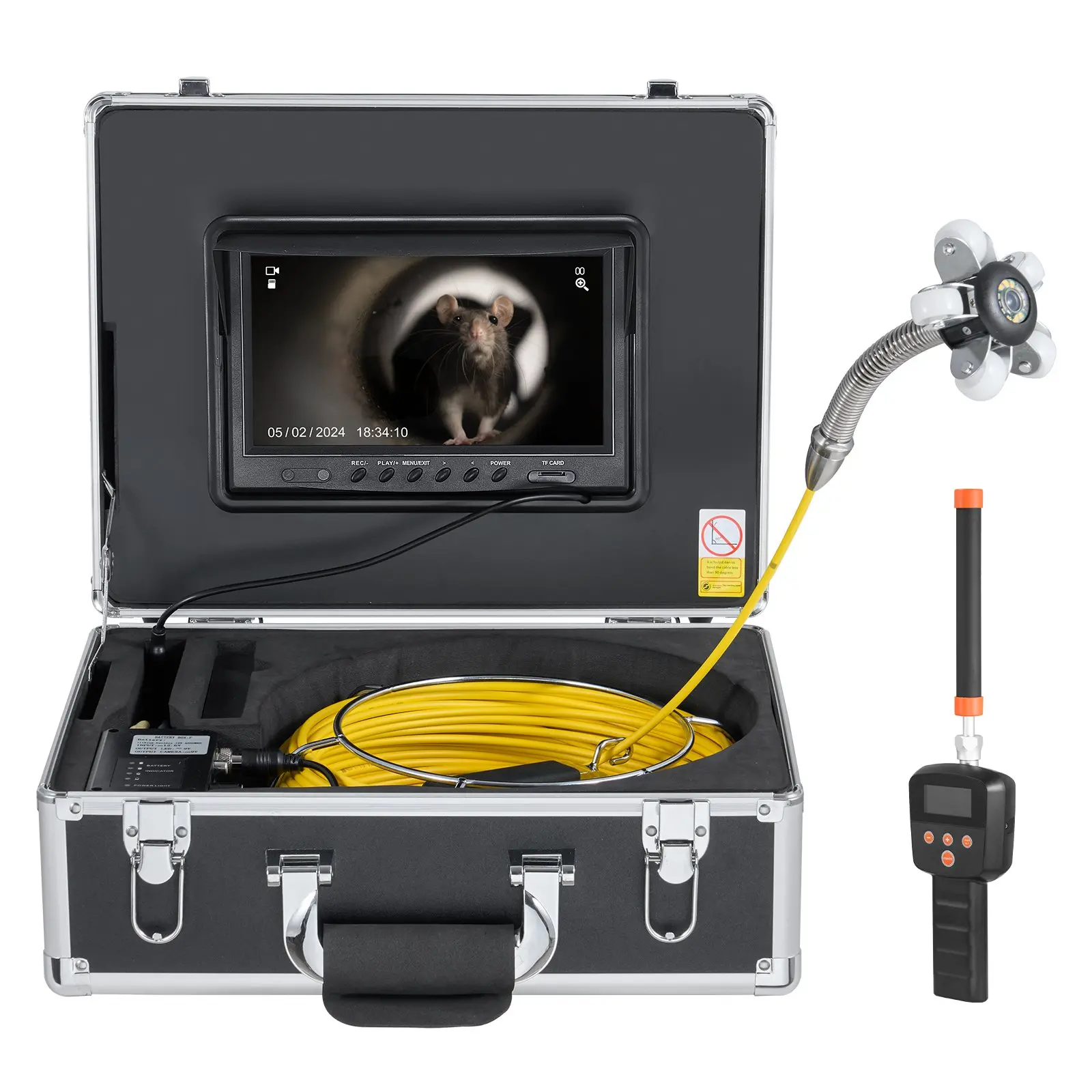 【DealsForYouDays】VEVOR Sewer Drain Inspection Camera Diagnostic Tool, 98 ft/30 m IP68 Waterproof Snake Camera, 512Hz Locator, 9" Self-Leveling Screen, 36X Zoom, 12 LEDs, 32GB Card for Plumbing Duct Pipes