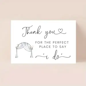 1pc Elegant Wedding Thank You Card - "I Do" Heart & Veil Design With "Thank You For The Perfect Place To Say I Do" Message, Kraft Paper Envelope Included, Wedding Greeting Card For Venue Appreciation & Bridal Showers, Bridesmaid Gifts, Heartfelt Sentiment
