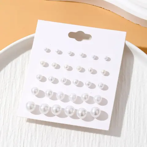 15 Pairs Faux Pearl Decor Stud Earrings, Simple Design Earrings for Women, Fashion Jewelry for Party, Daily Clothing Decor, Trendy All-match & Exquisite Jewelry for Birthday Gift, Elegant Minimalist Earrings, Fashionable Jewelry