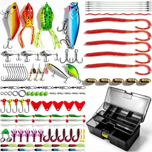 【TUODIAO】 100+Pcs All-in-One Fishing Lure Set, Tackle Box with Soft/Hard Baits, Topwater Frog, Minnows & Spinner Baits - Freshwater & Saltwater Fishing Gear