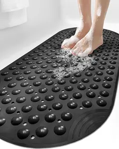 DEXI Bathtub Mat Non Slip, Extra Long 39x16, Suction Cups, Drain Holes, Machine Washable for Tub Shower Floor, Clear
