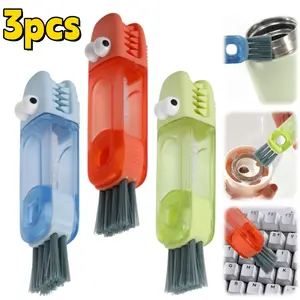 3pcs Adorable 3-in-1 Crocodile Cup Brush, Water Bottle Cleaning Brush, Crevice Brush, Portable Multifunctional Kitchen Cleaning Brush, Bottle, Groove, Cup Lid, Cleaning Tools,summerwins