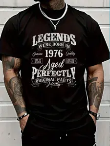 100% Cotton Legends Were Born In 1976 Year Of Birth Birthday T-Shirt Women's Men's Graphic Tee Crew Neck summer vacation Tops