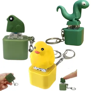 Lizard / Frog / Duck Keychain with Realistic Sound Fidget Toys,Rechargeable Lizard Anxiety Relief Keychain Button Toy with Colorful Light & Sound, Fun Portable Anxiety Relief Toy, Adults Keyboard Clicker