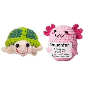 2pcs, Crochet Axolotl,pink turtle, Handmade Emotional Support Knitted Axolotl with Card, Cheer Up Gift for Daughter