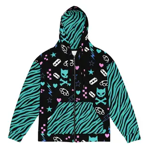 Scene Kid Zebra Skull Blade All Over Print Unisex Hoodie