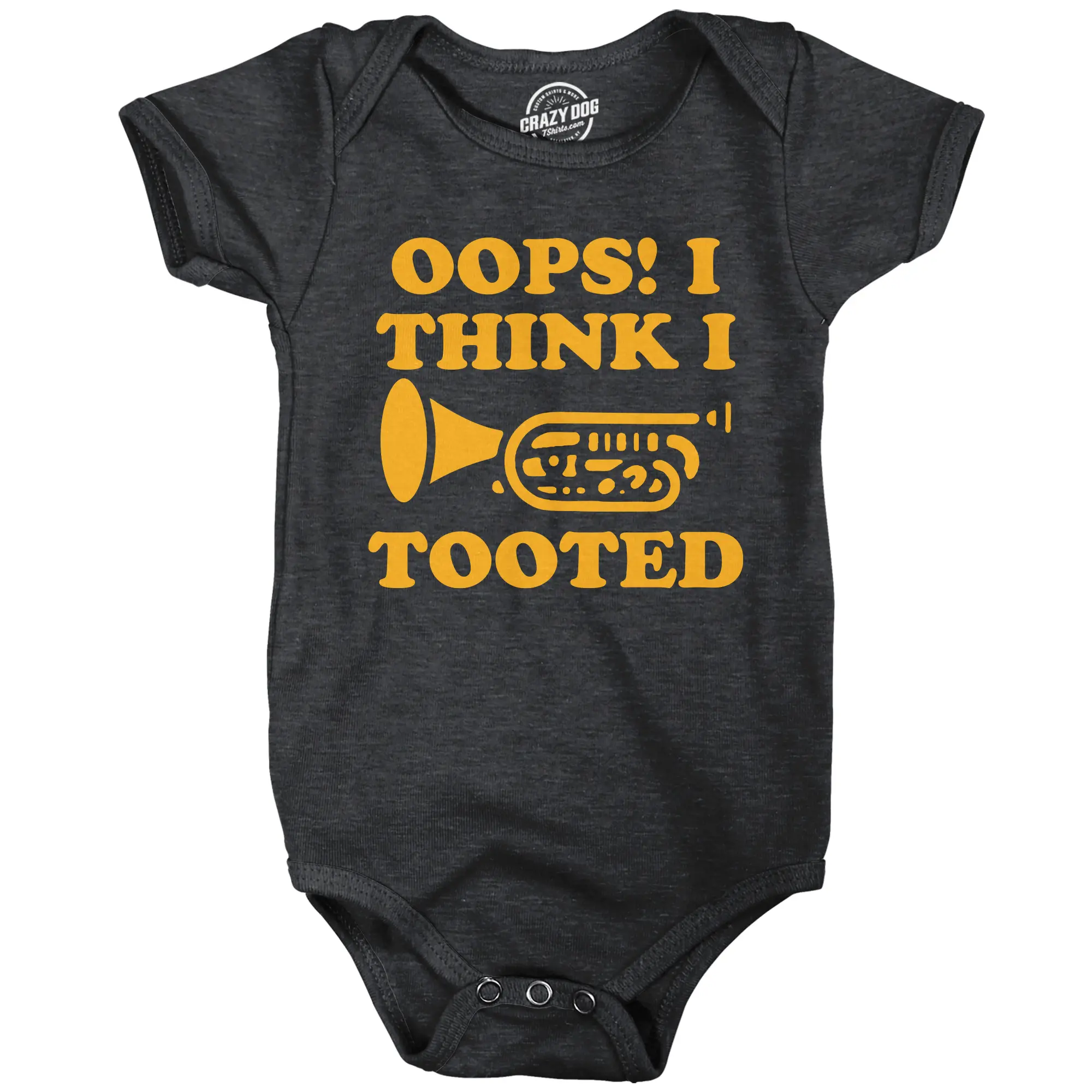 Oops I Think I Tooted Baby Bodysuit Funny Sarcastic Trumpet Graphic Novelty Jumper for Infants Funny Baby Onesies Adult Humor Clothes for Baby Funny Sarcastic Onesie Novelty Onesie Black -